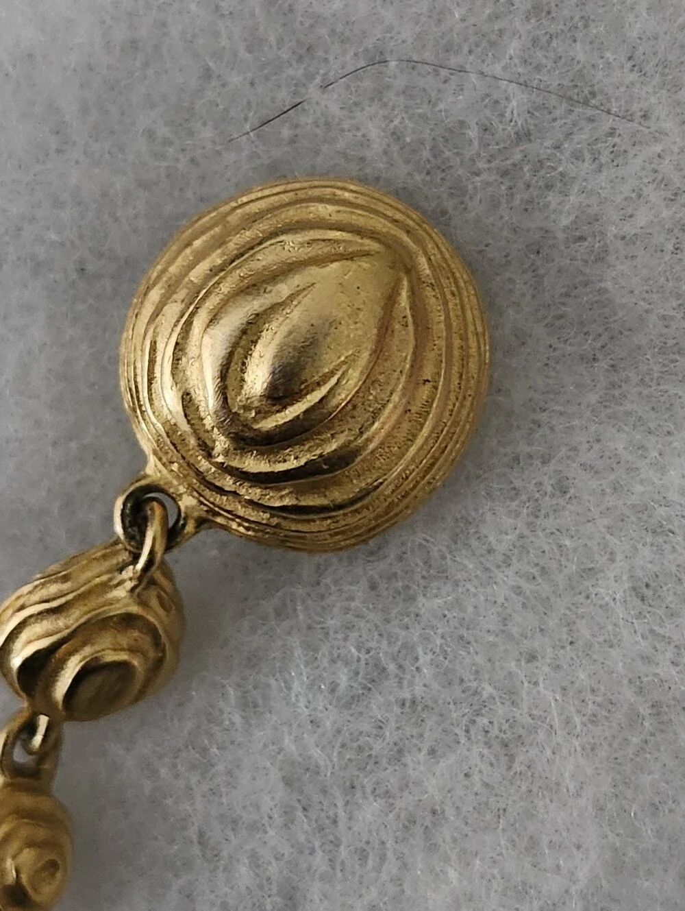 Signed Givenchy Brutalist Runway Long Dangle Drop Gold Tone Textured Earrings